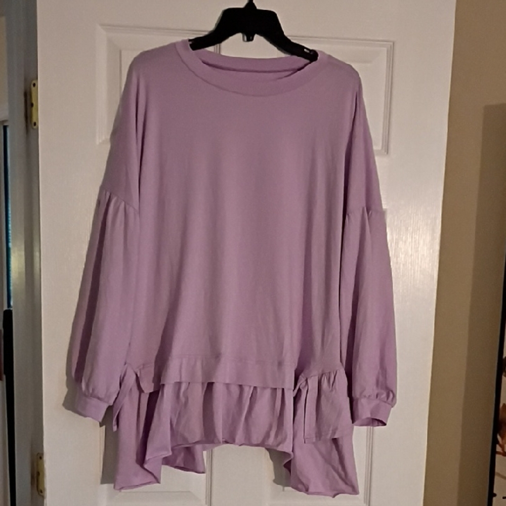 Women's Long Sleeve Oversized Peplum Top, L